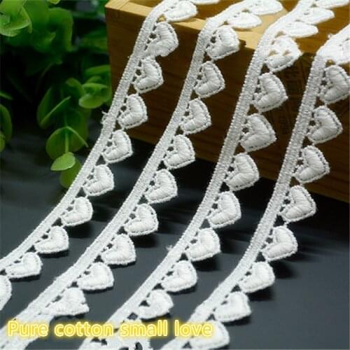 10Yard/Lot High Quality Small Hearts Pure Cotton Sofa Curtain Lace Trim 1CM Wide DIY Baby Dress Clothes Fabric Accessories