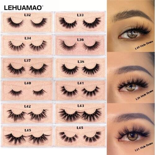 LEHUAMAO Makeup Mink Lashes Eyelashes 3D Fluffy Natural Soft Volume False Eyelashes Eyelash Extension Cross Reusable Mink Lashes