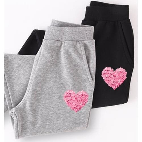Lolocee girls spring autumn long pants petal Heart-shaped clothes kids cotton trousers baby girl casual pants