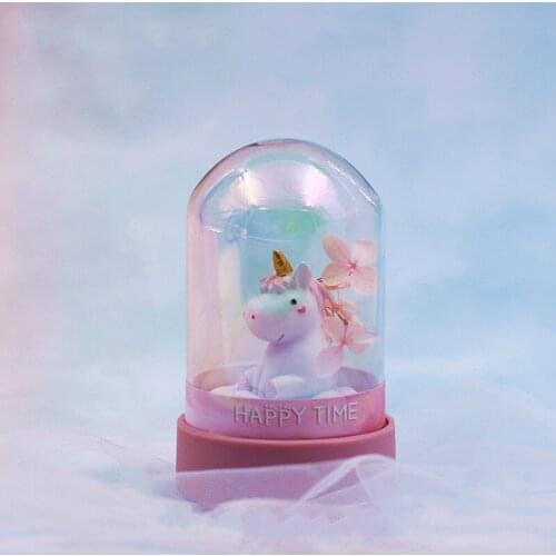 Cute Cartoon Resin Unicorn Nightlights Pink Girl Heart Star Night Light Bedroom Bedside Table Lamp Decoration Crafts Kids Gift