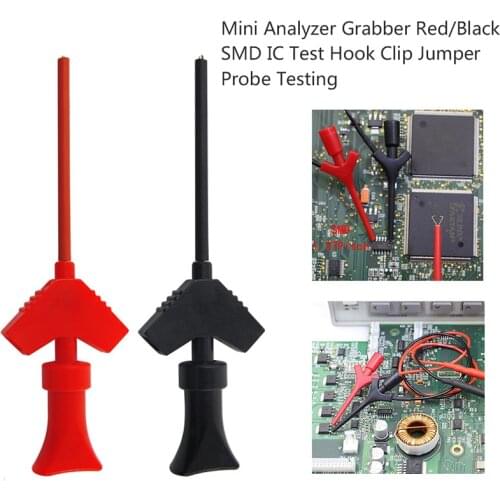 Mini Analyzer Grabber Test Probe SMD IC Test Hook Clip Jumper Probe Logic Analyzer Testing Accessories Red/Black
