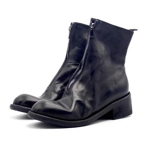 New High top winter round toe men mid-calf boot men shoes retro Goodyear shoes fashion 100% genuine leather zipper mens boots