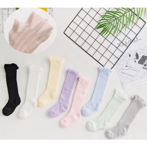 Low discount!! Kids Ventilation Socks Summer Spring childrens Knee High Baby Girls Socks White Clothing Accessories Socks