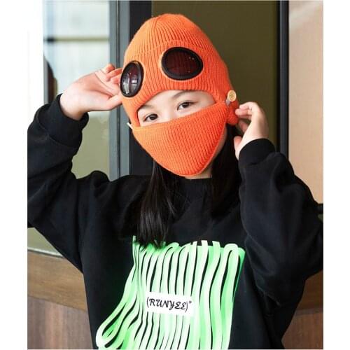 New Fashion Hats Aviator Glasses Ear Cap Plus Velvet Warm Woolen Cap Men Women Korean Knitted Hat