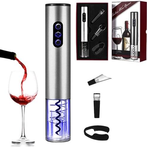 Electric Red Wine Opener With Foil Cutter Pourer Corkscrew Automatic Bottle Openers Set Kitchen Accessories Tool Gadgets LED