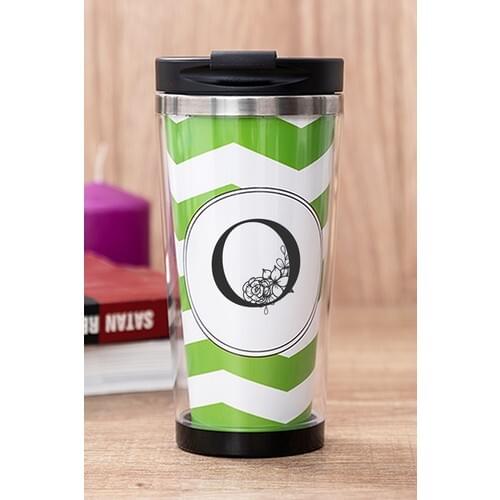Gift Shop O Letter Floral Green Thermos Cup