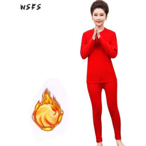 Plus Size 5xl Winter Thermal Underwear Sets Women Seamless Pant Tops Suit Warm Black Red Female Velvet Thick Thermal Underwear