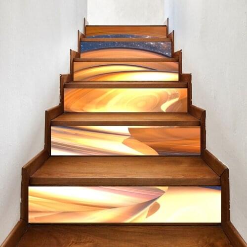 3D Self Adhesive Yellow Abstract Art Decal Sticker Home Stair Decoration Renovation PVC Wallpaper Print Picture for Living Room