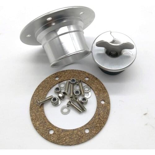 Universal Billet Aluminum Fuel Cell Gas Cap Flush Mount Aircraft Style With 6 Hole Anodized Silver