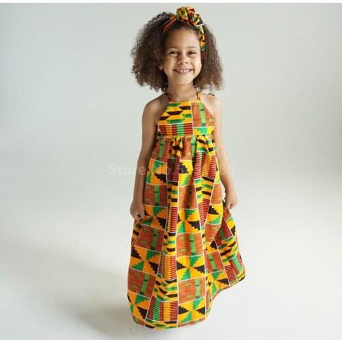 Baby Girls Party Dress African Clothing Children Bazin Riche Dashiki Fashion Dresses Kids Jumpsuit Printed Rompers with Headband