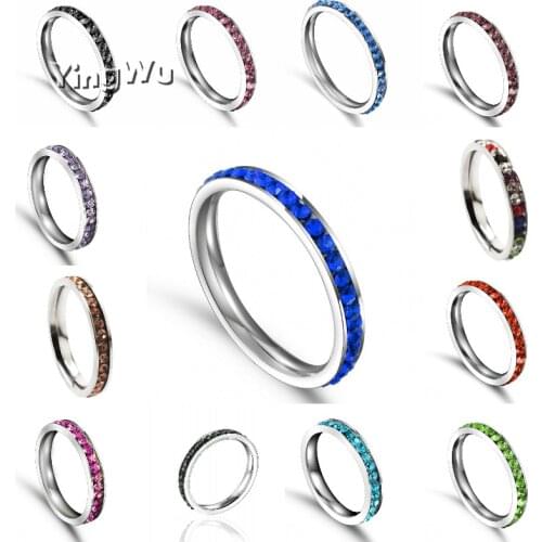 Yingwu 1 Row CZ Stones Ring For Women Elegant Rose Stainless Steel Wedding Band Female Alliance Jewelry Wedding Party Gift