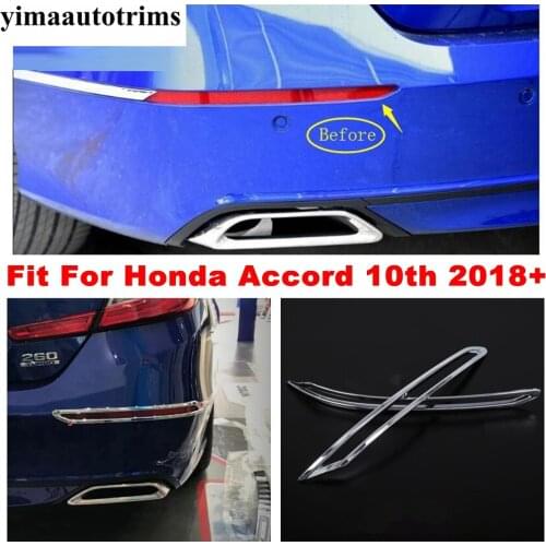 Rear Bumper Fog Lights Lamps Frame Cover Trim ABS Chrome Accessories For Honda Accord 10th 2018 2019 2020 2021