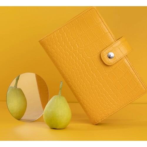 Amnery Genuine Leather Refillable Journal Notebook Cover Croc Grain Journal Stationery Notepad Suitable for hobonichi Weeks