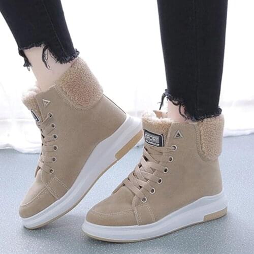 Women Shoes Fashion Botas Mujer 2020 Winter Warm Ankle Short Boots Female Footwear Lace Up Flat Platform Casual Ladies Shoes New