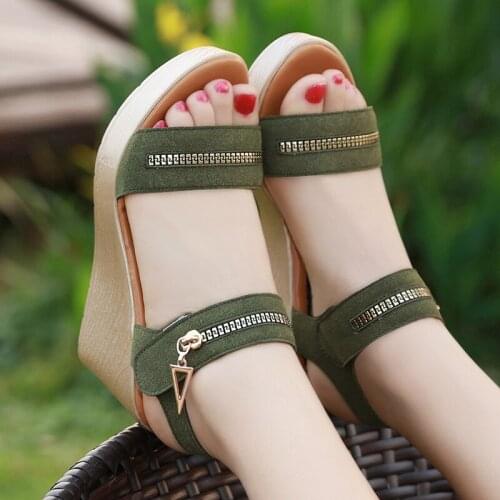 8cm Open Toe Cow Suede Wedges Shoes for Women Summer 2021 Casual Platform Sandals Woman Beach Sandal Big Size 41 42 43