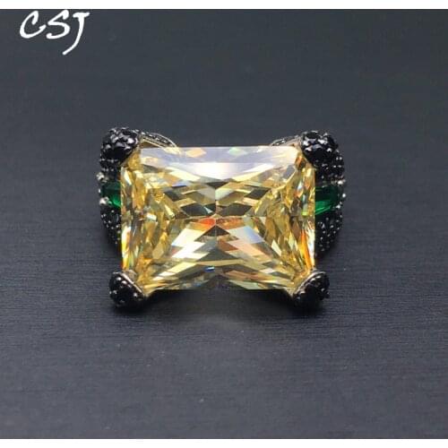 CSJ New Design Big Stone 925 Silver Ring Sterling Brilliant CZ OCT12*16mm Women and Lady Wedding Engagment Party Gift Box