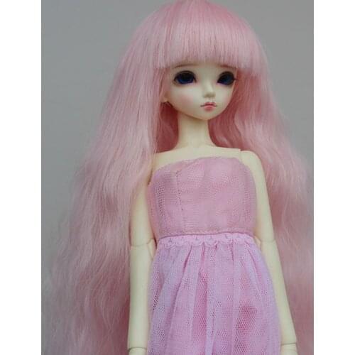 1/3 1/4 1/6 Bjd SD Doll Wig High Temperature Wire Pink Colors Fashion Wavy BJD Super Hair Wig