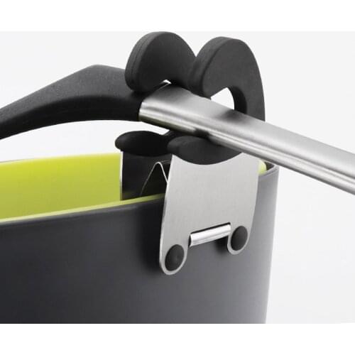 1Pcs Cookware Side Clip Rest Holder Kitchen Tool stainless steel silicone Practical spoon spatula Pot Side Clamp Accessories