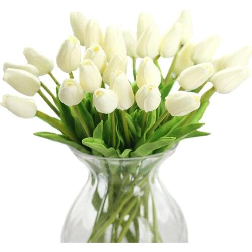 10Pcs High-grade Simulation Mini PU Tulip Wedding Home Artificial Flowers Valentines Day Christmas Decorative Flower