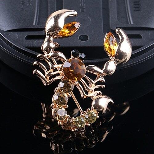11.11 Fashion Animal Brooch Scorpion Crystal Rhinestone Scarf Pins Brooches for Women Party Jewelry Christmas Gift for friends