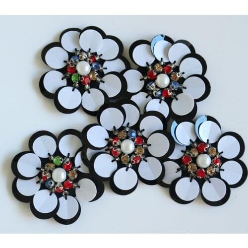 5pcs/lot Rhinestone beaded patches for clothes DIY sew on parchE appliques Embroidery applique patch ropa clothing accessory