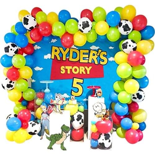 94Pcs/set Farm Animal Balloons Garland Red Blue Yellow Green Cow Pattern Balloon Arch for Baby Shower Decor Kids Birthday Supply