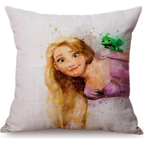 Watercolor Art Fairy Tale Princess Cute Girl Design Cushion Cover Kids Like Room Sofa Decorative Throw Pillow Case The Best Gift