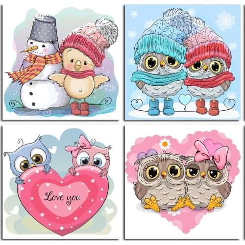 5D DIY Full Round square Drill Rhinestones Diamond Painting Cartoon Owl Mosaic Kits Art Craft Home Decor Gifts