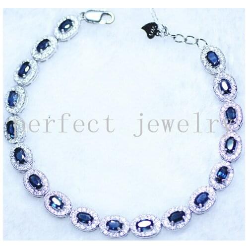 Sapphire chain bracelet Free shipping Real natural sapphire Fine jewelry 0.35ct*15pcs gemstone For men or women #BL18092201