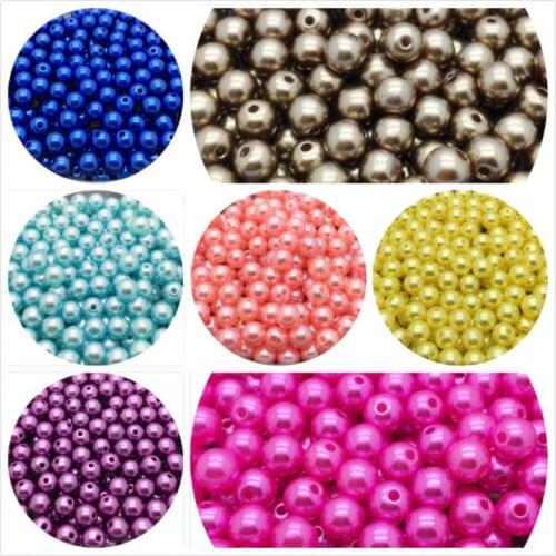 25/50/100/200 PCS/bag With Hole ABS Imitation Pearl Bead Round Plastic Acrylic Spacer Bead for DIY Jewelry Making Findings