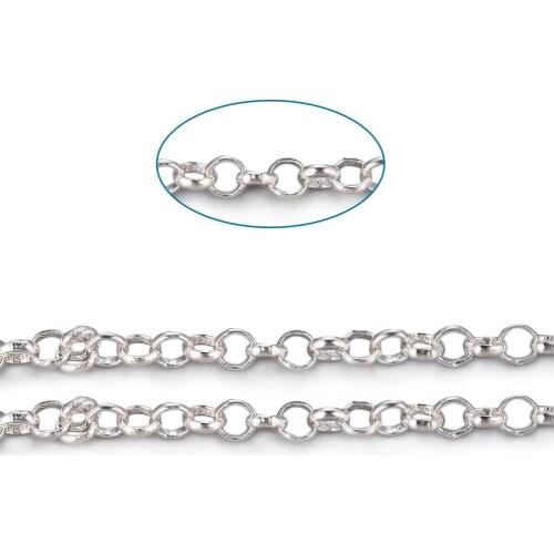 5 m/Roll Brass Soldered Rolo Chains For DIY Bracelet Necklace jewelry making Accessories with Spool 4x1.2mm