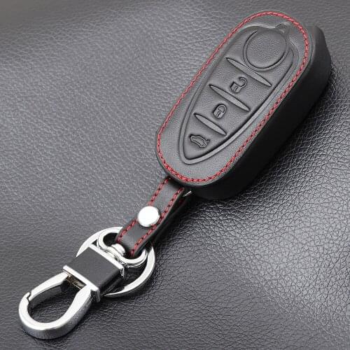 Genuine Leather Case Key Cover Fob Fit For Alfa Romeo Mito Giulietta 159 GTA Car Remote Key Case For Car
