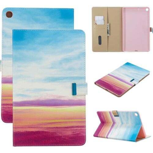 Cartoon Print Stand Card Holder PU Leather Case Funda Capa Cover For Samsung Galaxy Tab E 9.6 SM-T560 T560 T561 T565 T567V Coque