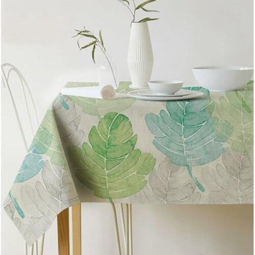 Pastoral Style Decorative Tropical plant leaves Table Cloth Cotton Linen Tablecloth Dining Table Cover For Kitchen Home Decor