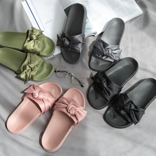 Pink Bow Home Slipper Female Outdoor Fashion Indoor Non-Slip Shower Soft Solo Korean-Style Home Slipper
