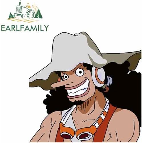 EARLFAMILY 13cm x 12.6cm for Usopp Cartoon Anime Car Stickers Vinyl JDM Bumper Trunk Truck Graphics DIY Fine Decal