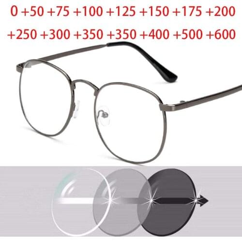 Metal Frame Round Hyperopia Diopter SPH 0 +0.5 +1 +1.5 +2 +2.5 +3 +3.5 +4 +4.5 +5 +6 Photochromic Finished Reading Glasses