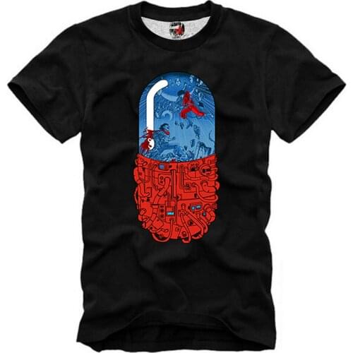T-Shirt Akira Pill Red Blue Matrix Manga Psychonaut Psychopath Newest 2019 Fashion Summer Short Cotton Fashion for Men T Shirts