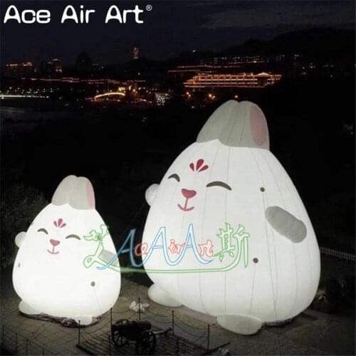 Giant easter round lighting inflatable rabbit,lovely inflatable rabbit bunny for park decoration