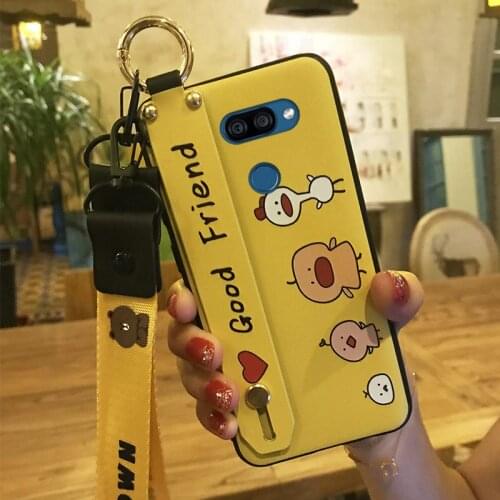 Dirt-resistant Lanyard Phone Case For LG K40S Silicone Cartoon Delicate Painted Anti-knock Shockproof Fashionable Phone Holder