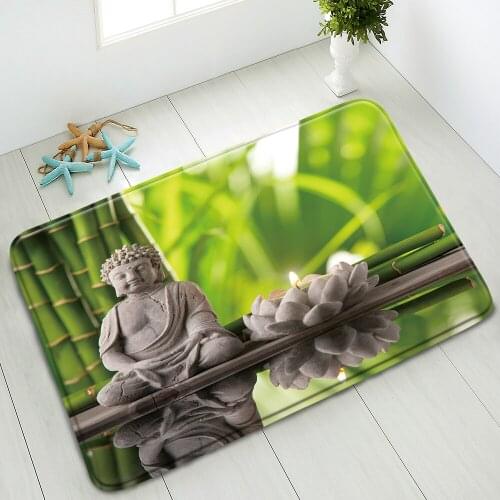 Zen Stone Bath Mat Green Leaf Flower Bamboo Plant Shower Room Non-Slip Pads Bedroom Kitchen Door Mats Carpet Washable Home Decor