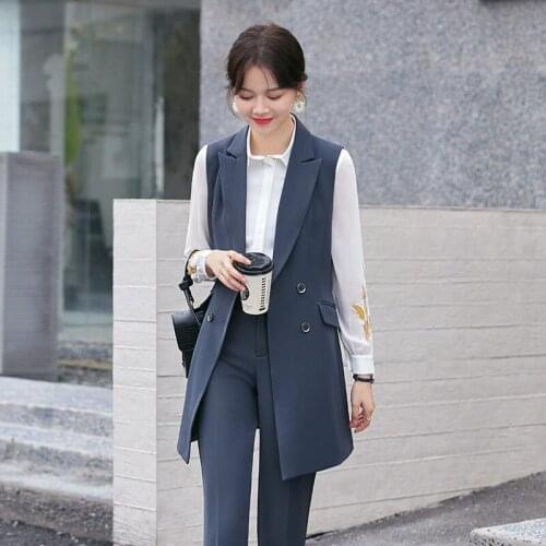 Korean Windbreaker Womens Mid-Length Spring Autumn Suit Vest Outer Jacket Temperament Sleeveless Blazer Ladies Waistcoat zh726