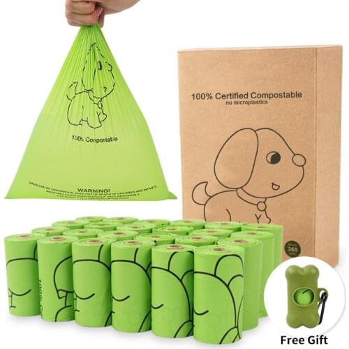 24roll Biodegradable Dog Poop Bags Corn starch Earth Friendly Waste Bag for Dogs 300 counts pooper bags