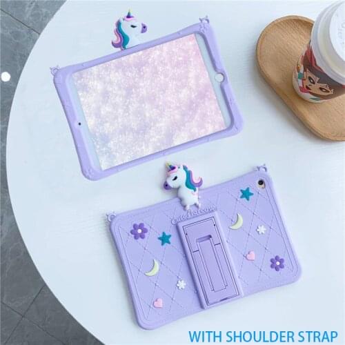 Cartoon Kids Case For Samsung Galaxy Tab S6 Lite Case with Strap Shock Proof Silicon Cover Stand Tablet Case for SM P610 SM-P615