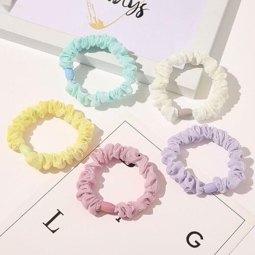 New 2020 Princess Hair Ties Set Thin Pastel Hair Scrunchies Cute Accessories For Curly Hair Candy Color Hair Elastics For Girls