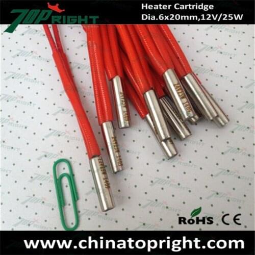 6x20mm 12v 25w 3D printer cartridge heater
