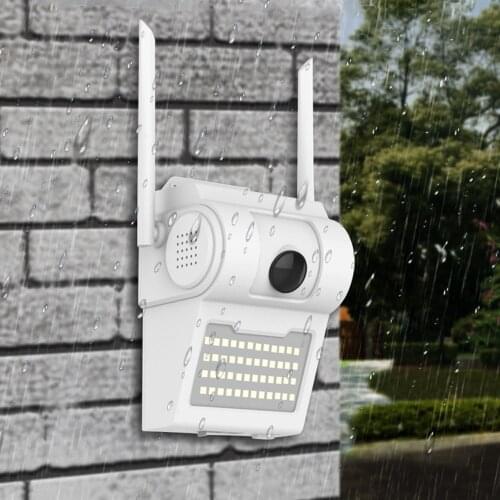OUERTECH Wall lamp WiFi IP Camera 1080P 2MP Wall Lamp Security Camera Outdoor Two Way Audio Floodlight Color Night Vision Camera