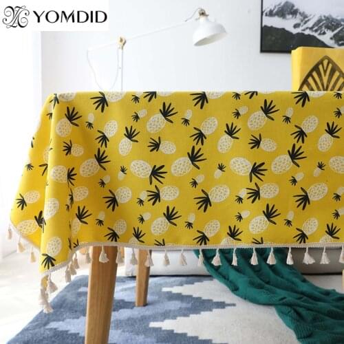 Nordic Simple Tablecloths Light Yellow Printed Tablecloth Tassel Rectangle Tablecloth Home Kitchen Party Decorations Table Cover