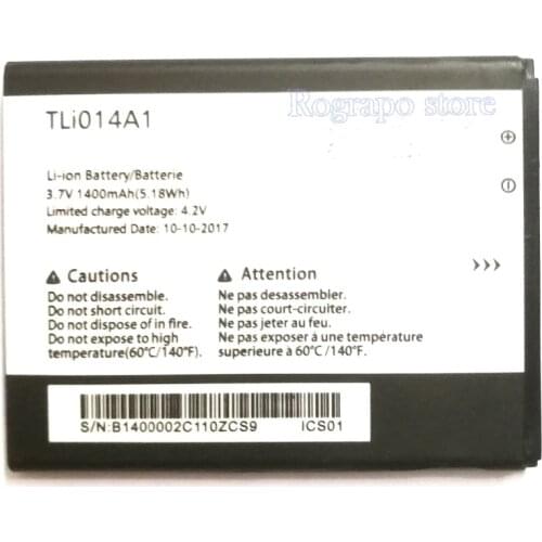 New 1400mAh 3.7V Li-ion Battery For Alcatel One Touch OT-4030D S'Pop 4010 TPOP 4010D TPOP TLi014A1 Batterie Batterij Bateria