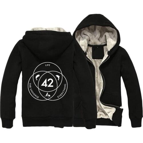 Don't Panic Dolphin Whale Mouse 42 Answer To Life Universe Everything Man Boy Parkas Full Zip Coat Plus Velvet Winter ZIIART